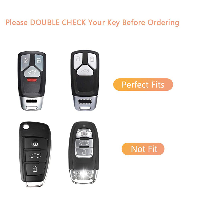 من ديسمارت لينة تبو غطاء مفتاح السيارة لأودي ، غطاء فوب ، سلسلة مفاتيح لأودي A4 ، Q7 ، Q5 ، TT ، A3 ، A6 ، SQ5 ، R8 ، S5 ، أبيض ، إكسسوارات ذهبية