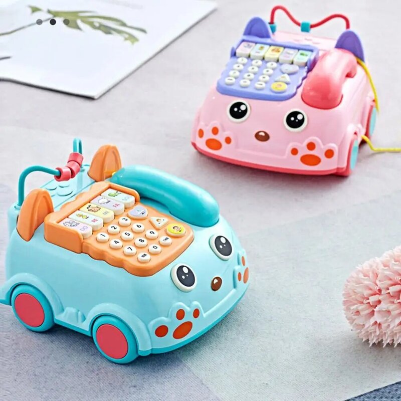 Dropshipping!!Over 3 Years Old Kids Cartoon Car Phone Sound Light Whack A Hamster Game Toy
