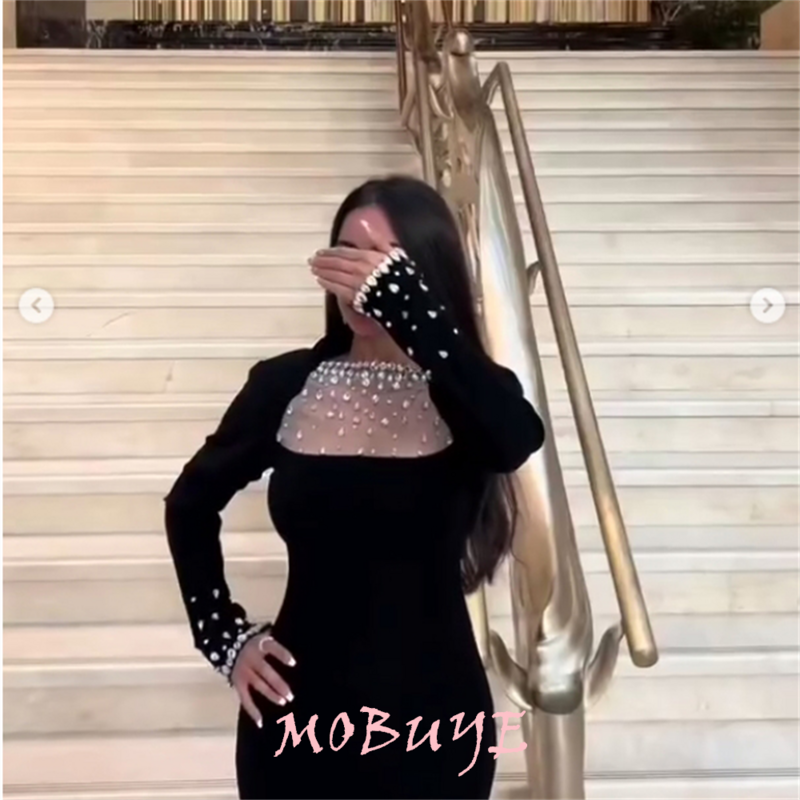 Mobuye 2024 beliebt o Ausschnitt Ballkleid boden lang mit langen Ärmeln Abend mode elegantes Party kleid für Frauen