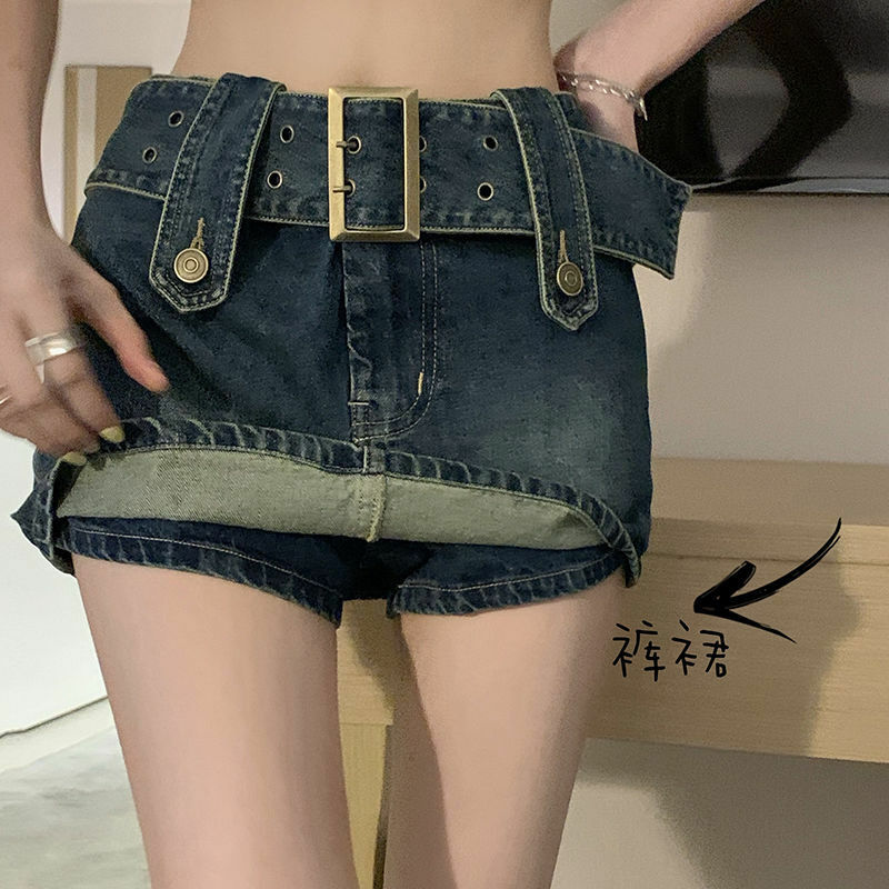 Mulheres coreanas com fio alto denim mini saia, apertadas saias de quadril, slim fit, curto, feminino, menina quente, verão, sexy, y2k, 2024