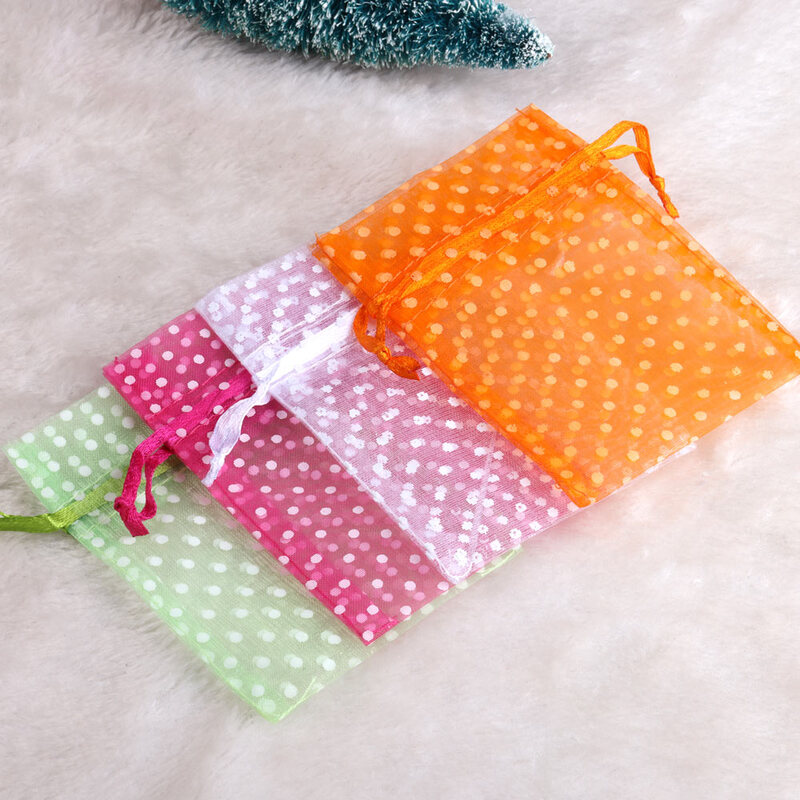 25 Stks/partij Organza Candy Bag Hight Qulity Stip Trekkoord Zakjes Voor Wedding Christmas Party Sieraden Verpakking Gift Bags