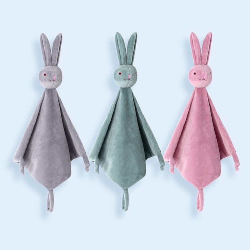 Soft Thicken Baby Blanket Stuffed Rabbit Doll Baby Sleeping Cuddle Security Blanket Towel Crystal Velvet Newborn Swaddle Wrap