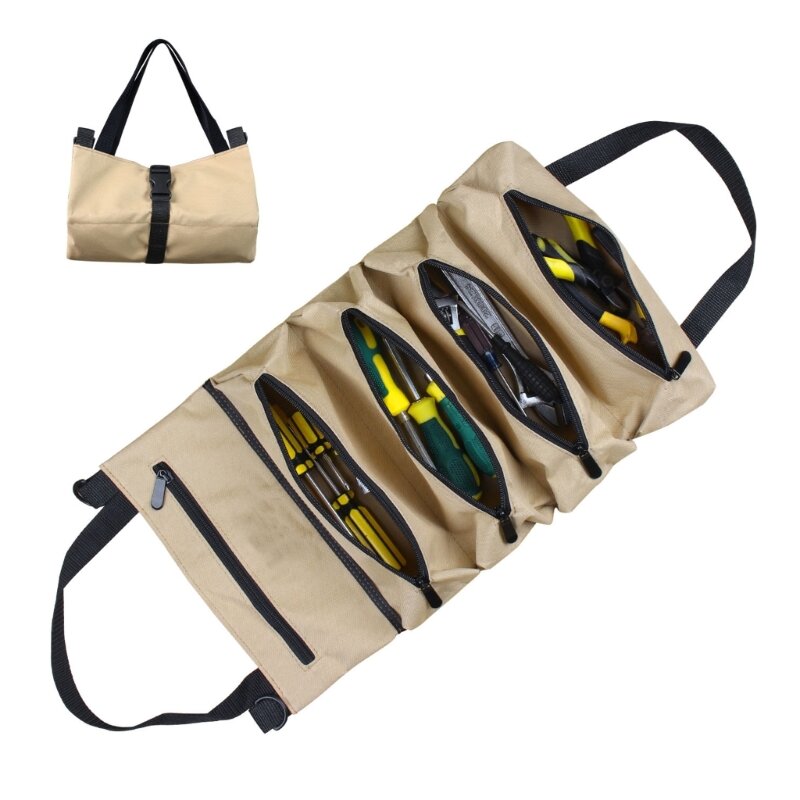 Túi đựng dụng cụ nhỏ có 5 túi khóa kéo Túi đựng dụng cụ chống mài mòn Túi cuộn dụng cụ