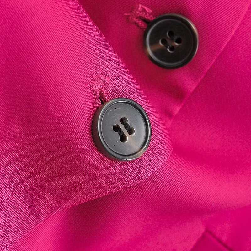 KEYANKETIAN-Chaleco ajustado con cuello en V para mujer, traje de una sola botonadura, rosa roja, corto, asimétrico, Delgado, sin mangas, nuevo