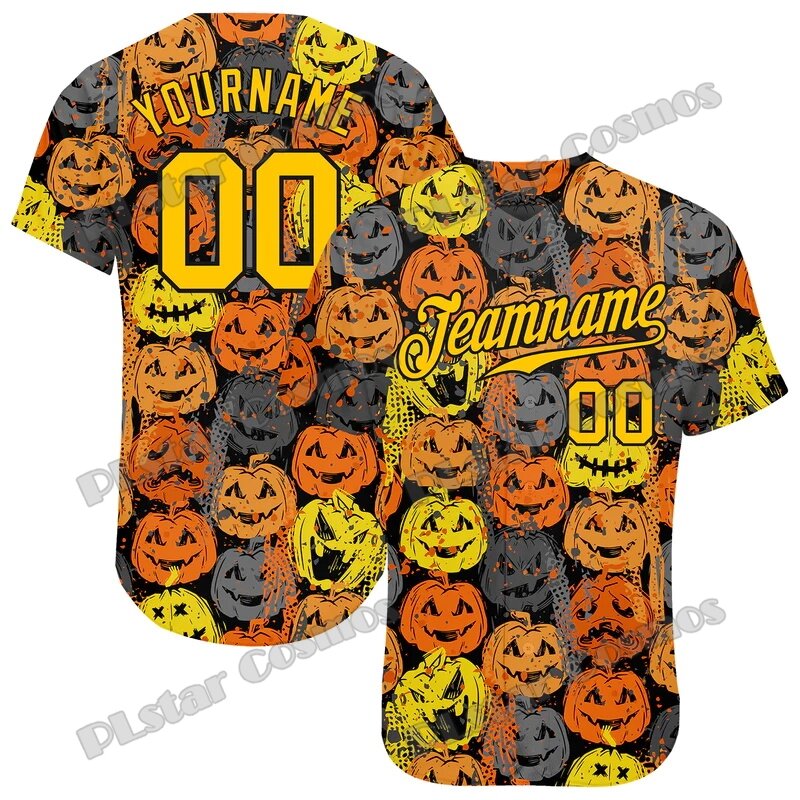 Happy Halloween Black Cats spider Custom 3D Pattern stampato Fashion maglia da Baseball da uomo Casual Hip Hop Baseball Shirt BQW13
