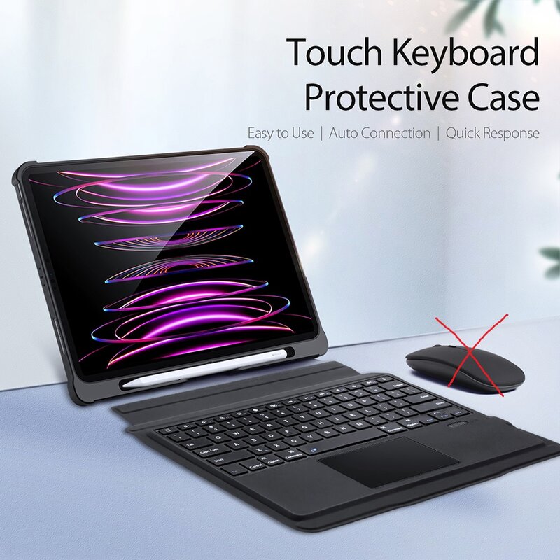 DUX DUCIS Wireless Touch Keyboard For iPad Pro 12.9 2018 2020 2021 2022 Bluetooth Professional Keypad Smart Leather Cover Cases