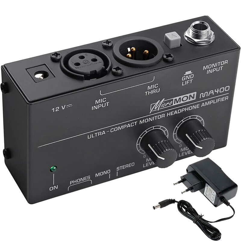 PREAMPLIFICADOR DE AURICULARES MA400, Monitor de auriculares de 6,35mm y 3,5mm, mezclador de aumento de micrófono, adecuado para transmisión de voz/En Vivo