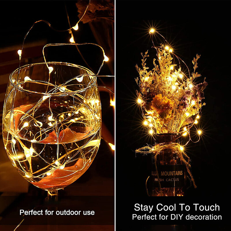 Decoración Para FIESTA DE Navidad Led para botella de vino tinto, cadena de lámpara de tapón de botella con batería N. ° 7, lámpara con alambre de cobre