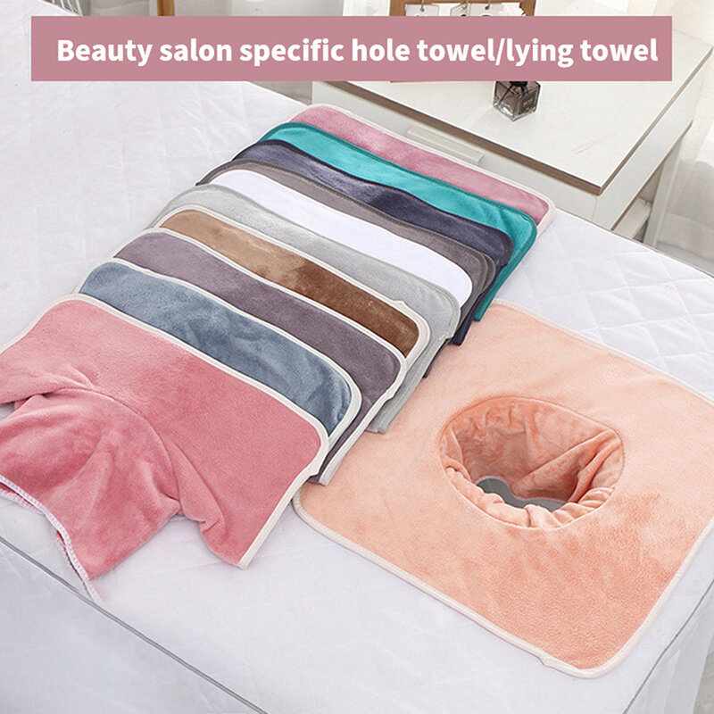 35*35cm Thickened Beauty  SPA Massage Table Planking Face Towel With Hole Bed Bandana