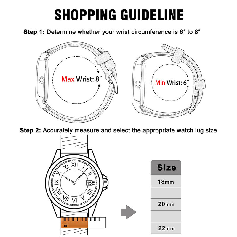 สายนาฬิกาหนังแท้ Top Grain, สายนาฬิกา18mm/20mm/22mm, เหมาะกับ Samsung Galaxy Watch, Garmin Huawei