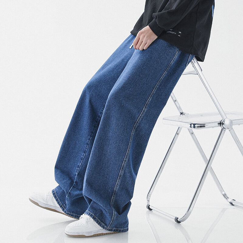2023 nuovi Jeans larghi Streetwear da uomo Harajuku moda Casual pantaloni a gamba larga giapponese semplice Jeans maschili pantaloni in Denim