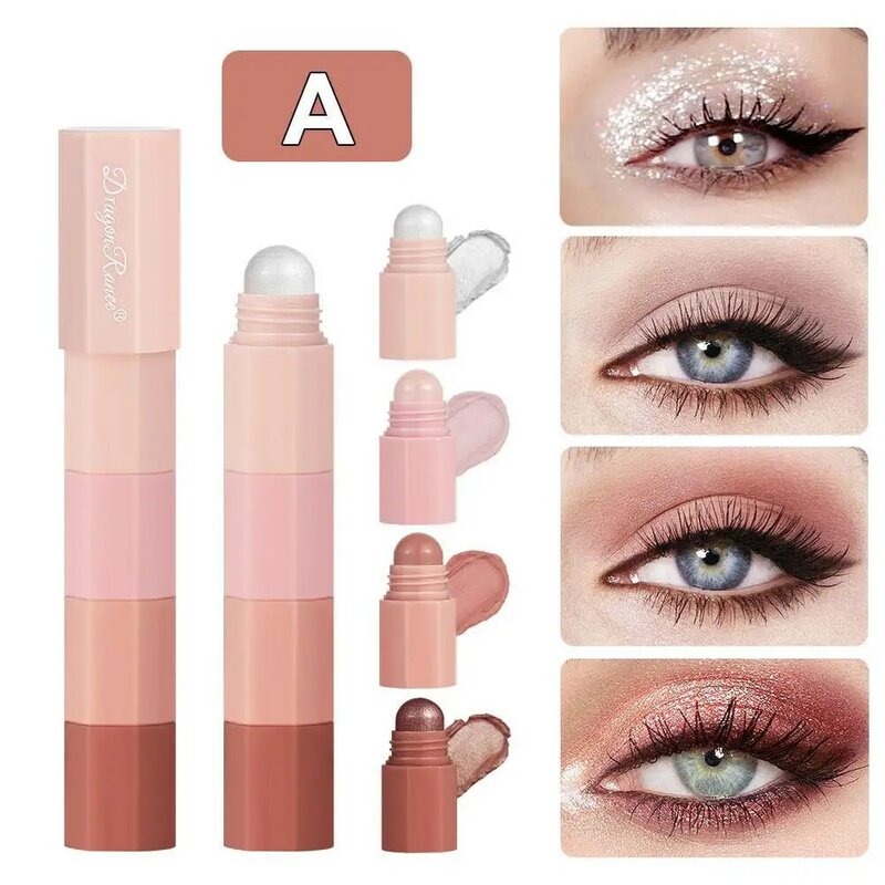 4 in 1 Waterproof Pearlescent Eyeshadow Pencil Stick Tools Color Shimmer Highlighter Makeup Glitter Eyeshadow Lasting Metal H8K3