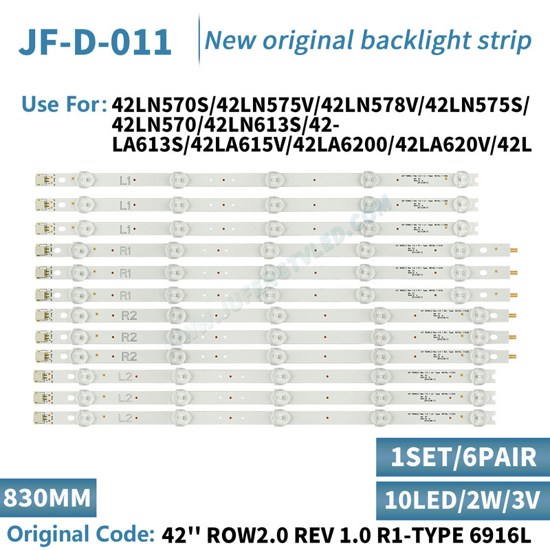LED TV Iluminação Parte para LG, Régua de Linha, Barras de LED, Backlight, Tiras, 42 ", ROW2.1, Rev. 2.1, L1, R1, R2, L2, 42LN541V, 42LN541U
