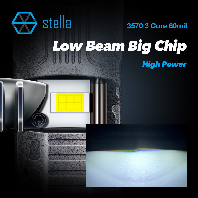 Stella – Mini lentille LED H4 H7, ampoule de phare pour voiture/moto, projecteur Canbus sans erreur, faisceau haut/bas 120W 18000Lm, nouveau