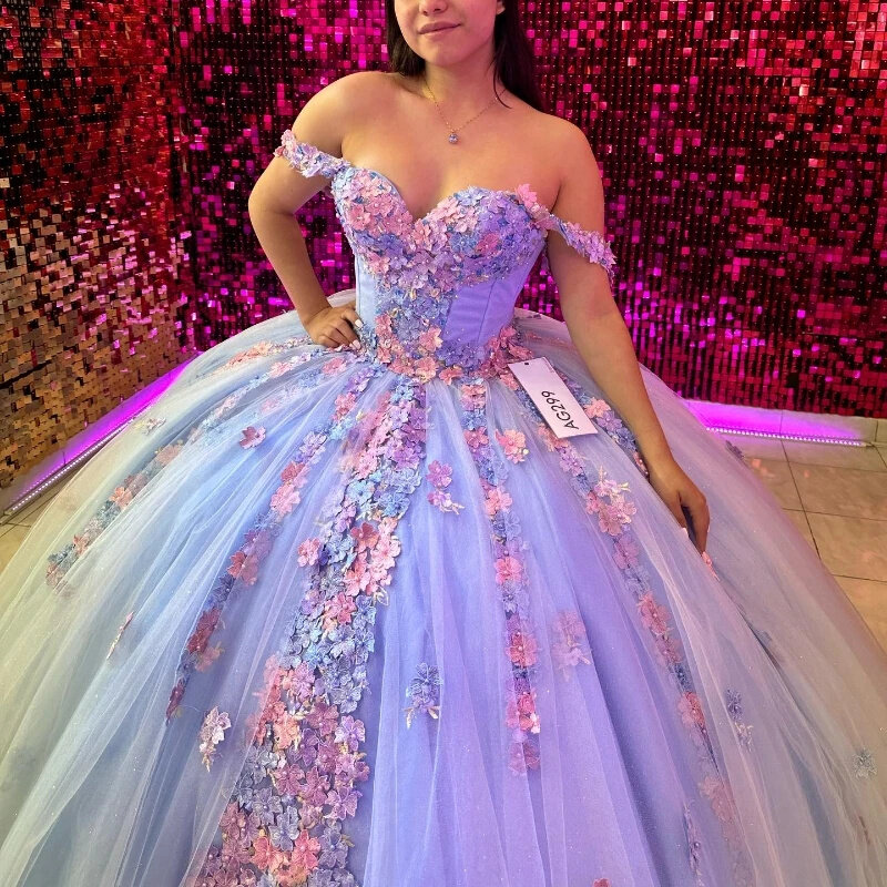 Charmante robe de Rhde princesse en tulle avec cape, robe Quinceanera, appliques de fleurs 3D classiques, paillettes, Sweet 16