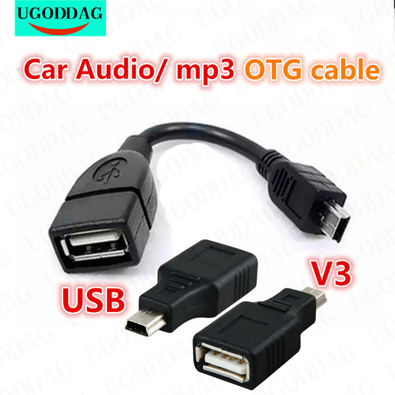 Przetestuj przed wysłaniem USB A kobieta na Mini USB B Adapter kabla ze złączem męskim 5P kabel danych portu OTG V3 do samochodowego tabletu Audio do MP3 MP4