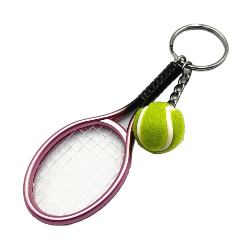 Móc khóa quần vợt 6 chiếc kèm gậy tennis và bóng tennis Quà tặng cho bé