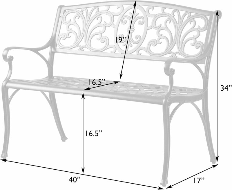 Patio Sense 63284 Decatur odlewana aluminiowa ławka tarasowa wytrzymała bez rdzy metalowa konstrukcja ogródku ogrodowym na werandzie