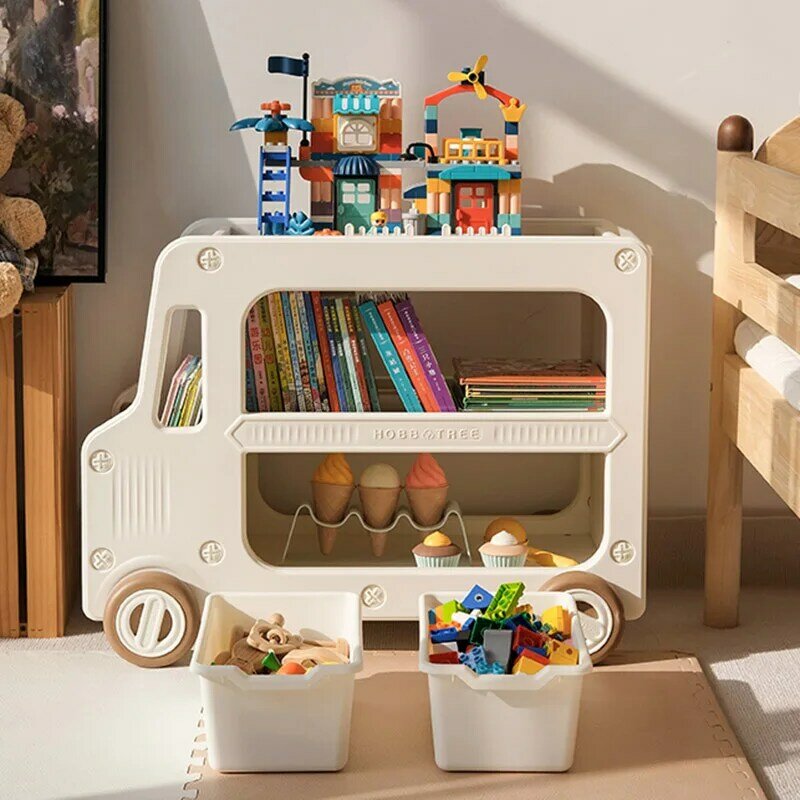 Children Kids Cabinet Storage Baby Toy Bookshelf Bedside Table Snacks Living Room Household Cart Large Capacity Organizer Shelf