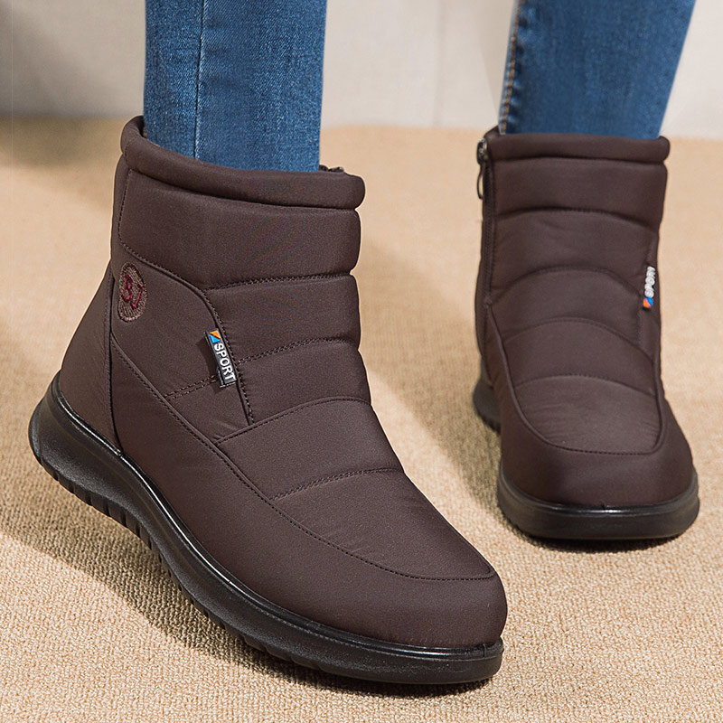 Botas de neve impermeáveis para mulheres, Zipper Ankle Boots, Mantenha sapatos quentes, inverno, Novo, 2023