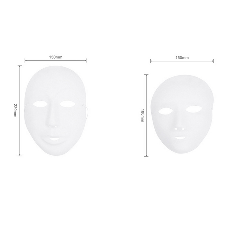 Branco Full Face Cosplay Máscara para Homens e Mulheres, Festa Self Made, Máscaras em Branco, Halloween, 12 Pcs