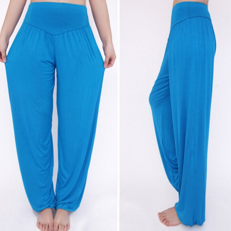 Pantalones de Yoga para mujer, bombachos elásticos, sueltos, informales, de algodón suave, para Yoga, danza, deporte, Fitness