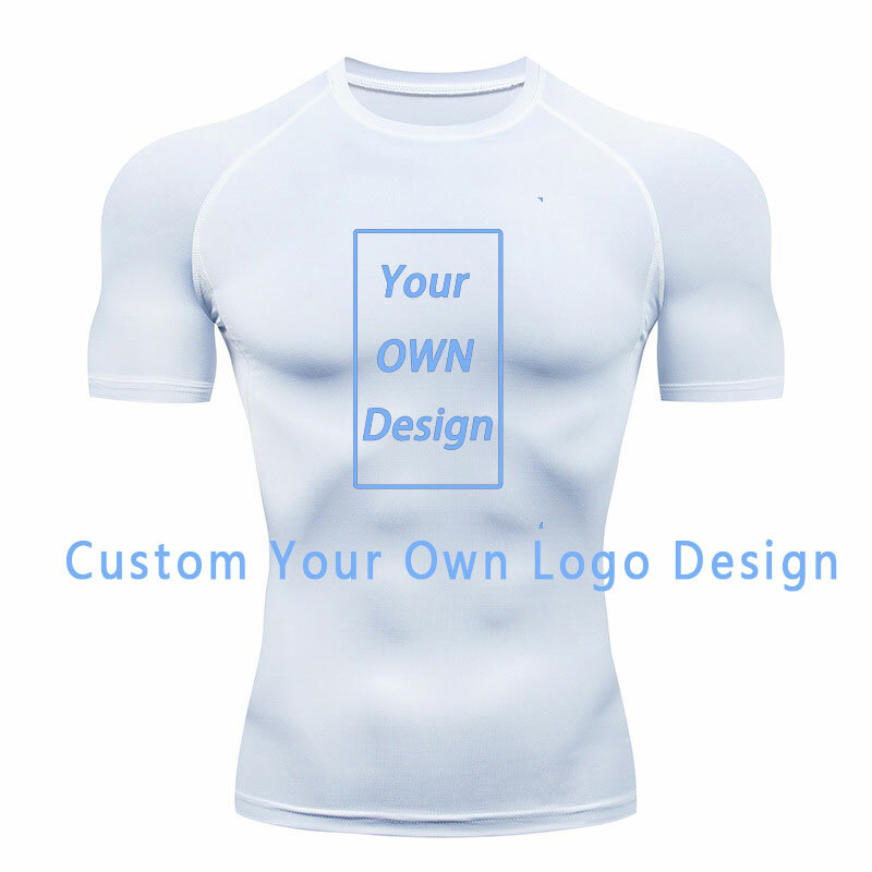 Niestandardowe, własne Logo zaprojektować koszulki kompresyjne do biegania, obcisła odzież sportowa z krótkim rękawem, letnia odzież sportowa na siłownię sportowa koszulka