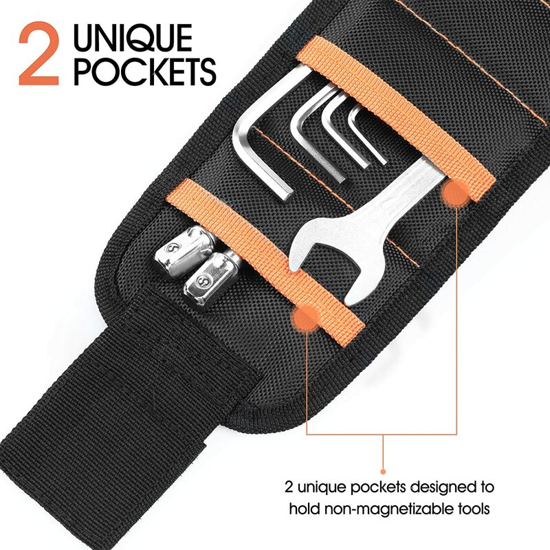 Bracelet magnétique avec poches 10/15/20 grille sac à outils puissant pour vis Kit d'outils de réparation organisateur de rangement ceinture d'outils
