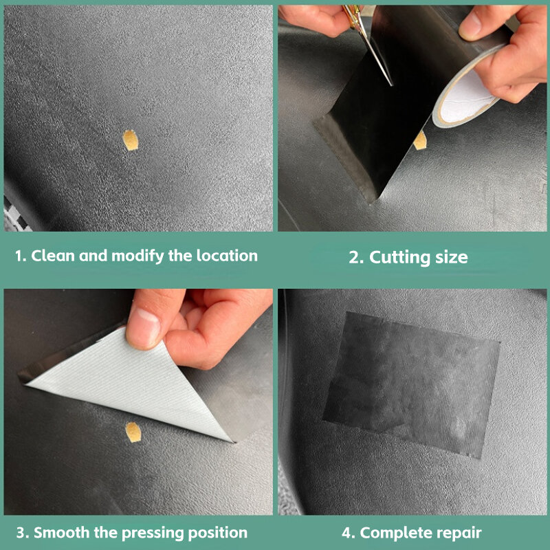 Cinta de reparación de cuero autoadhesiva para sofá, asientos de coche, muebles, zapatos, parche, cinta de reparación, Parche de cuero de primeros auxilios, negro