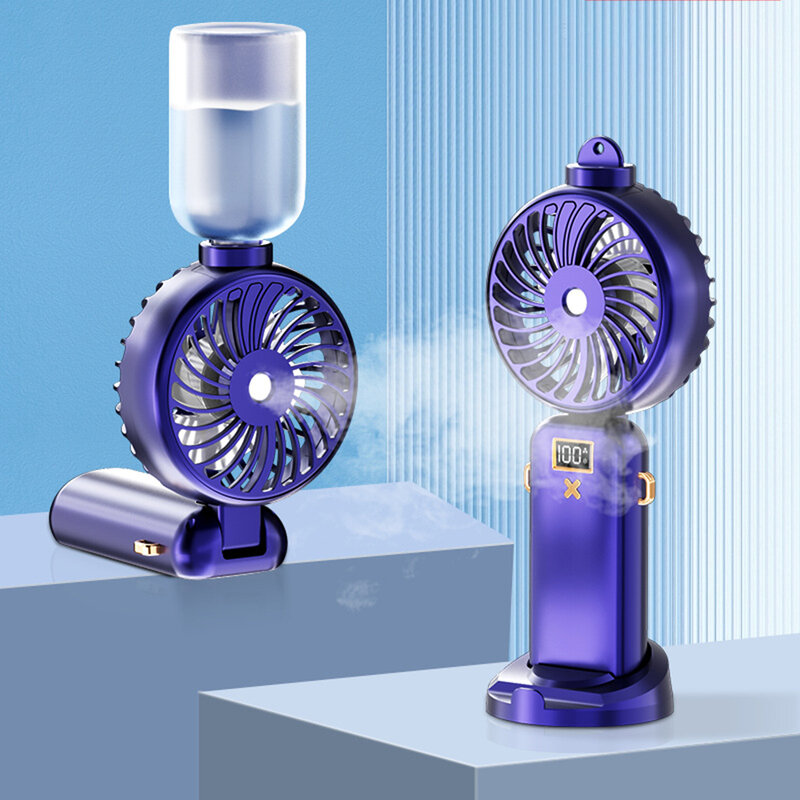 Portable USB Chargeable Mini Fan Handheld Fans With Tank Summer Outdoor Hand Hold Fan With Digital Display For Desktop Office