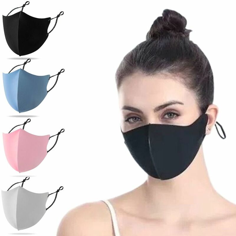 Masker tabir surya 3D pria wanita, masker olahraga modis sutra es multiwarna pelindung matahari UV tipis tahan UV