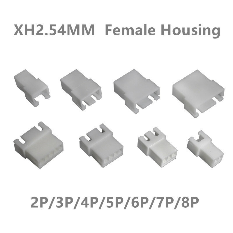 50PCS XH2.54 Connector Leads Header Female Housing 2P 3P 4P 5P 6P 7P 8Pin 2.54mm Plastic shell 2.54mmPitch XH For PCB jst