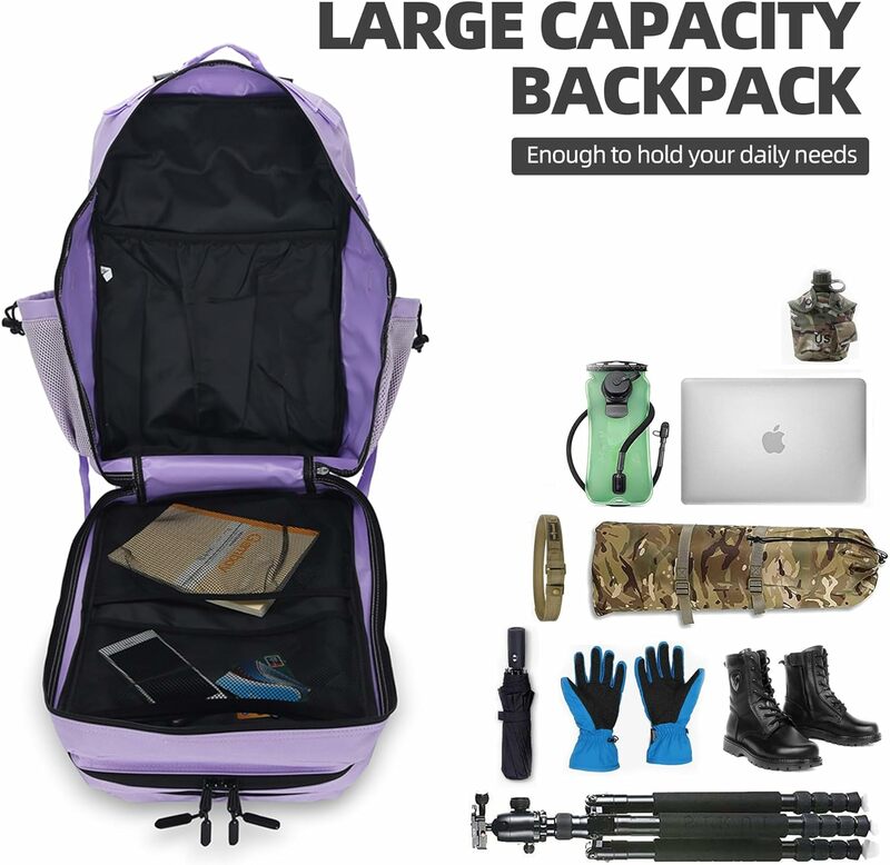 전술 배낭 군사 육군 가방, 병 포켓 야외 하이킹 팩, 방수 등산 배낭, 캠핑 모칠라, 45L