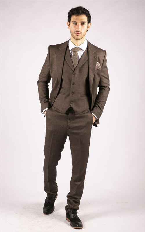Herringbone Men's Suits For Wedding Notch Lapel Groom Tuxedos Business Prom 3 Pieces Coat Vest With Pants Custom Made