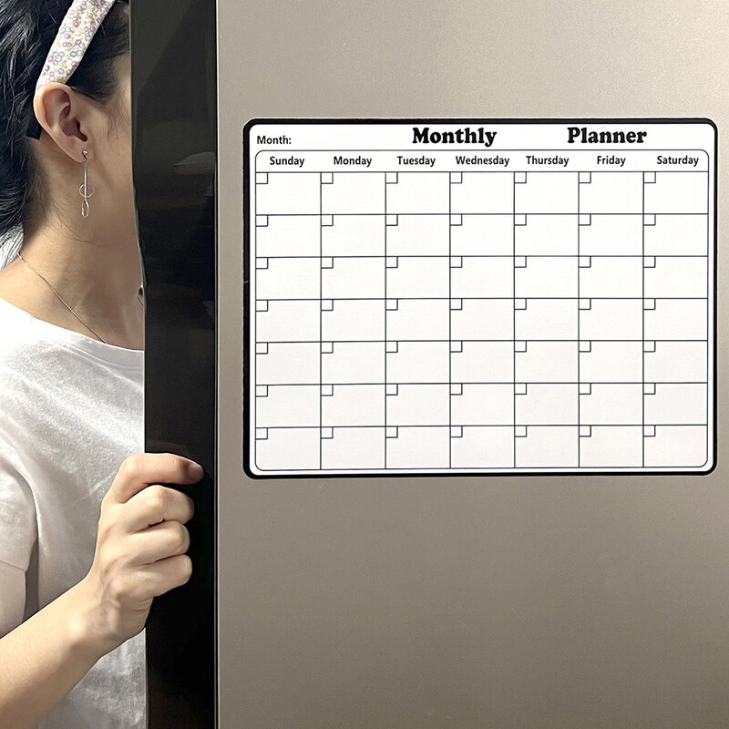 Сухой стираемый магнитный календарь на холодильник, планер, доска, панель, белая доска с 3 Маркерами, 1 ластик, 3 магнита для дома