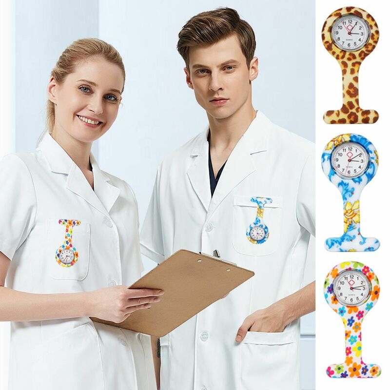 Doutor lapela relógios com segunda mão silicone multi cores enfermeira relógio de enfermagem clipe em fob