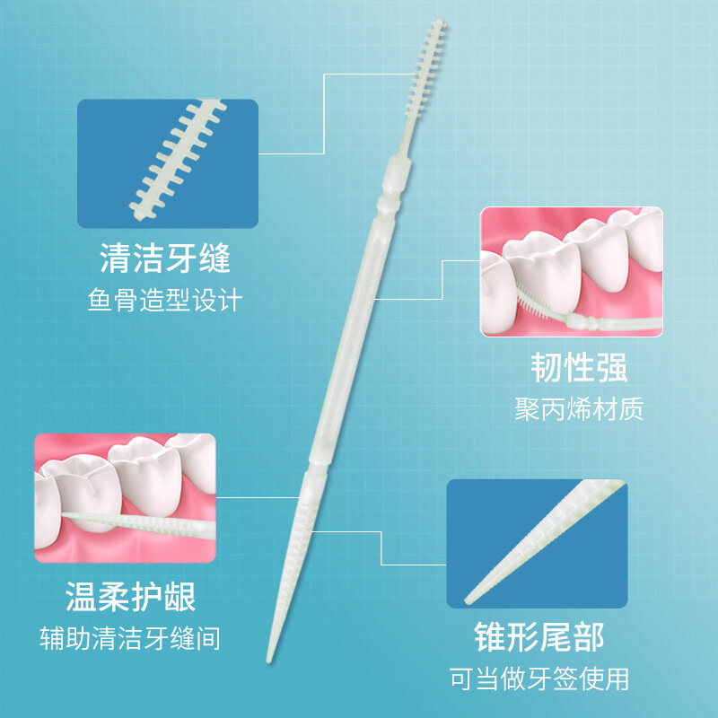 Venda quente 100 pçs palitos de dentes dupla cabeça interdental escovas dentes varas limpeza dos dentes higiene oral cuidados