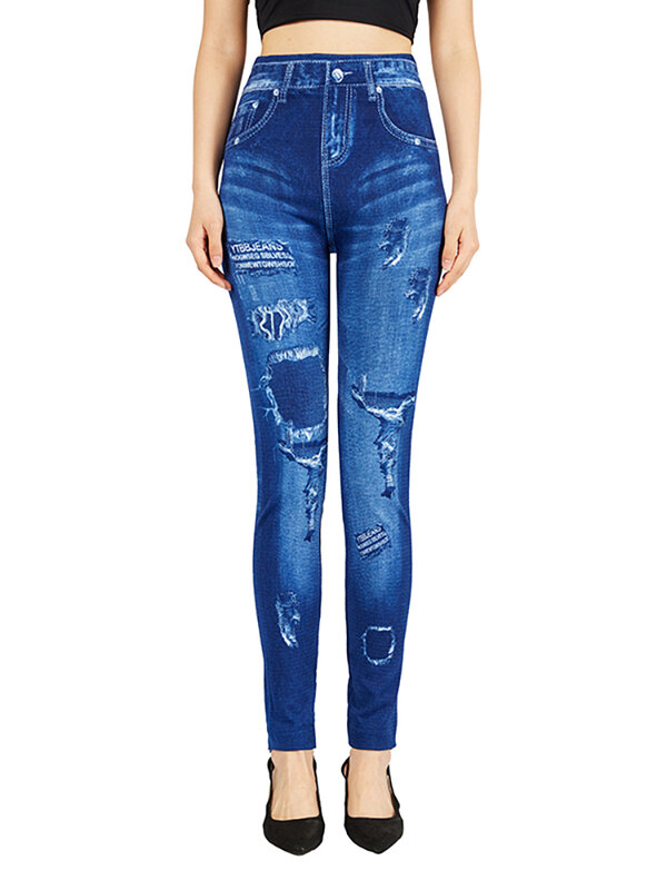 Женские джинсовые леггинсы с буквенным принтом VISNXGI, эластичные штаны для фитнеса, джеггинсы с высокой талией, облегающие Женские джеггинсы, Прямая поставка