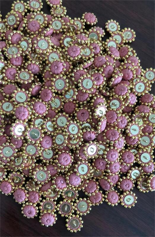 Grama natural tecido redondo abotoado botões abotoados, rosa Peals, Design australiano, botão de férias, 2.5cm, 5pcs