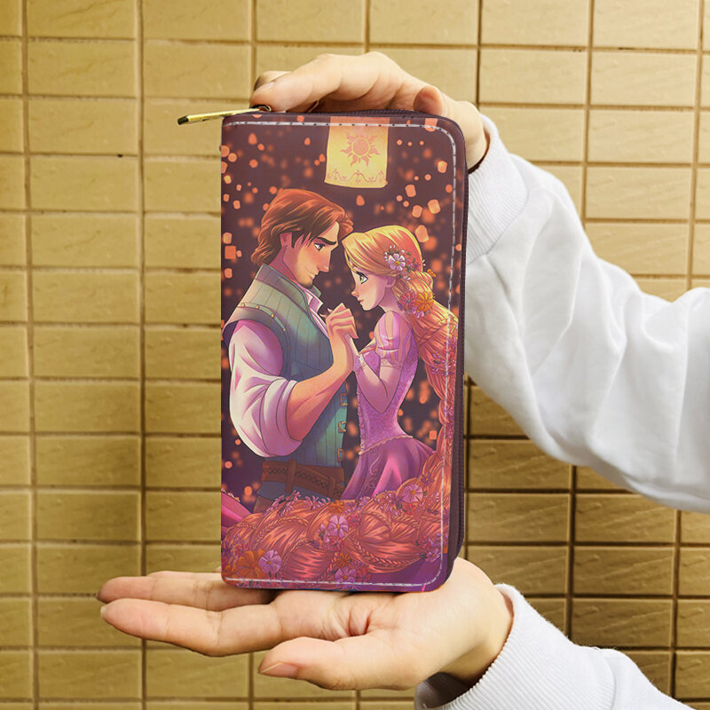 Disney Princess roszpunka W5999 Anime teczki portfel kreskówka zamek błyskawiczny portmonetka casualowe portmonetki pudełko na karty torebka prezent