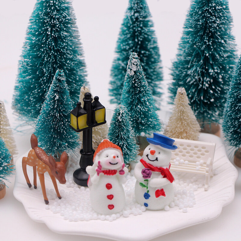 دمية مصغرة شجرة عيد الميلاد زخرفة ، مصباح الشارع ثلج ، المشهد الصغير ، المشهد الثلوج ، اكسسوارات ديكور السنة الجديدة