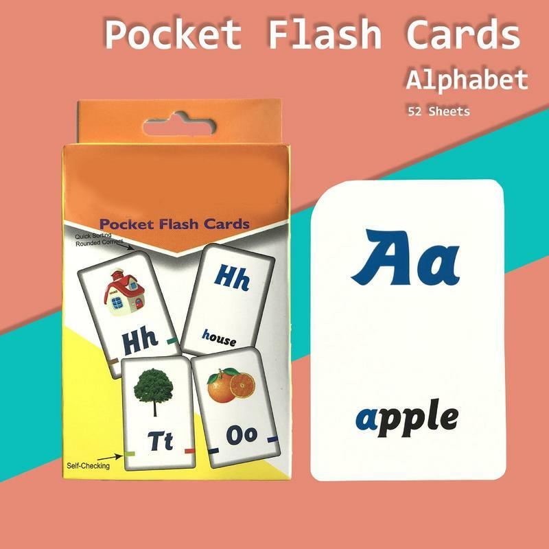 Abc แฟลชการ์ดตัวอักษร26เกมเพื่อการเรียนรู้ ABC การ์ดของเล่นรูปภาพตัวอักษรการ์ดกระเป๋าสำหรับเด็กเด็กทารกอายุ4ขวบขึ้นไป