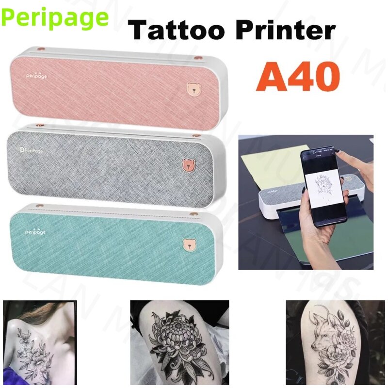 Peripage przenośna drukarka do tatuażu A4 Mini papier termiczny bez atramentu bezprzewodowy Bluetooth telefon komórkowy 203/304Dpi