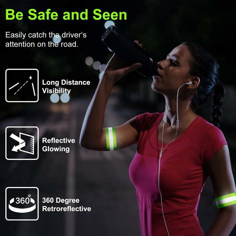 Светоотражающие ленты для ночной прогулки, эластичный светоотражающий ремешок, высоковидимые нарукавники, безопасная защита, 2 шт., многофункциональные
