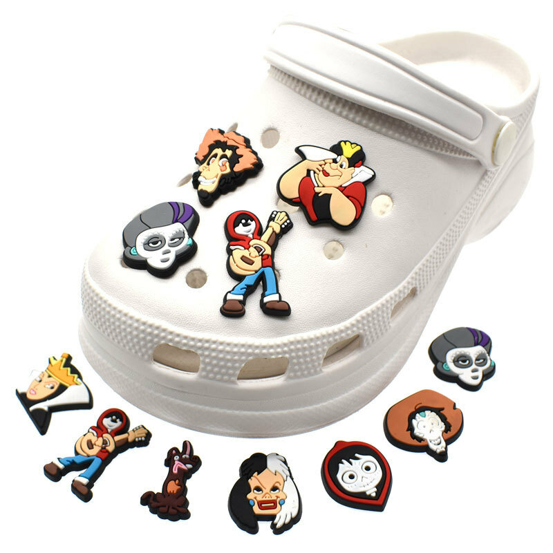 1-9pcs Cartoon Coco Shoe Charms PVC Accessories DIY Clog Sandal Gaeden Shoe Decoration Buckle For Kids X-mas Gifts