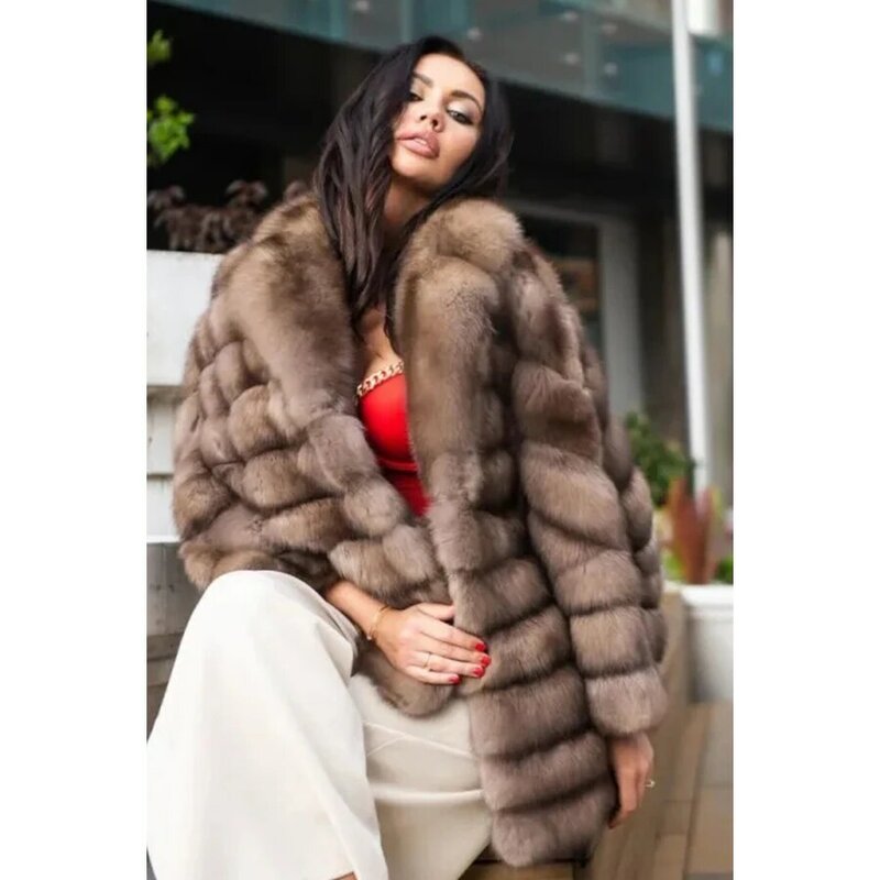 Women Natural Fur Coat Winter Fur Fox Jacket Women Real Fox Fur Luxury Brands Fur Coat For Women