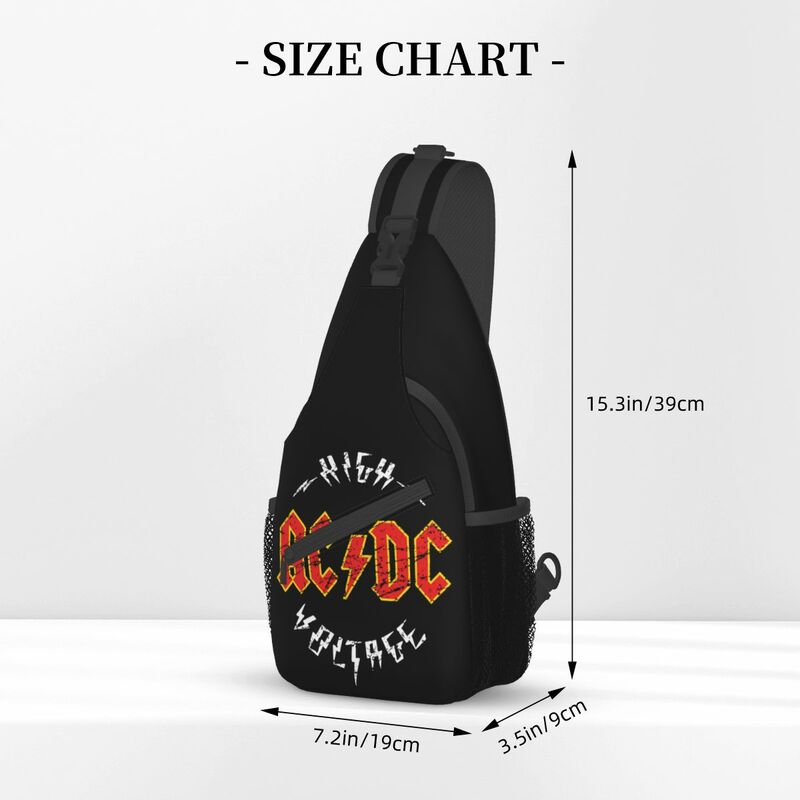 AC DC Heavy Metal Small Sling Bag Chest Crossbody Shoulder Backpack Outdoor Hiking Daypacks Music Rock Fashion Bag