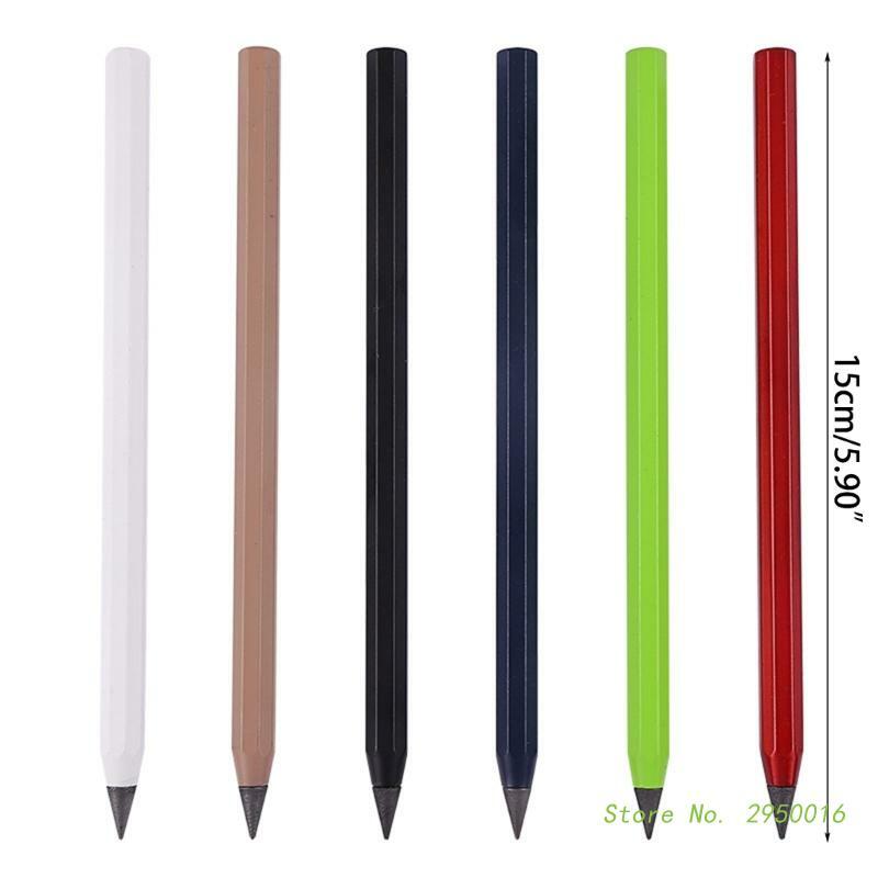 Metal colorido caneta inkless alumínio eterno lápis metálico caneta apagável eterno lápis casa escritório escola suprimentos