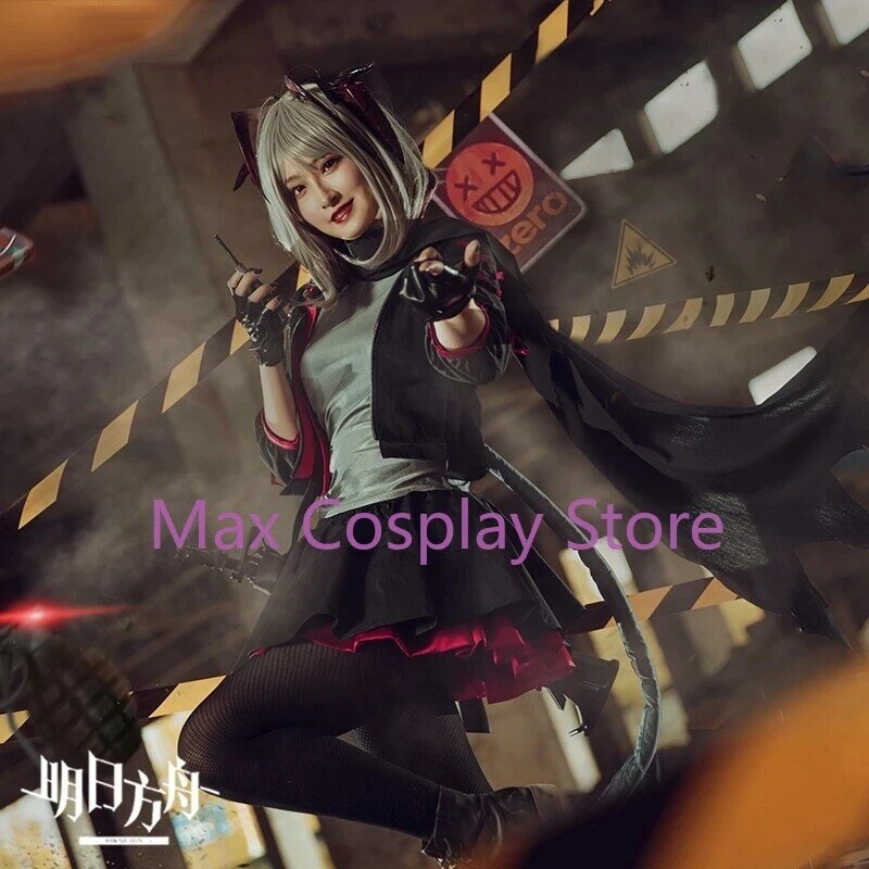 Max Game Arknights W Medic Battle Suit Lovely Uniform Headwear Cosplay Costume Halloween Outfit Dailydress for Women Wig Shoes