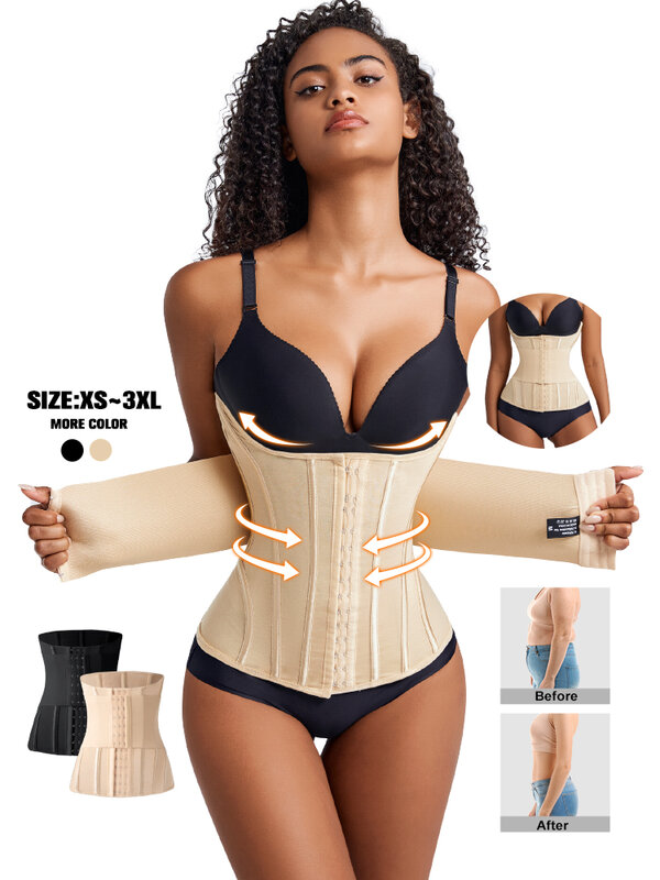 Treinador de cintura dupla para mulheres, ossos de aço, cincher shapewear, controle de barriga, shaper do corpo, cinto, 10 peças